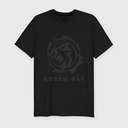 Мужская slim-футболка Green Day: Red Symbol / Черный – фото 1