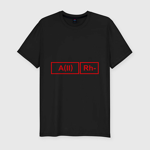 Мужская slim-футболка Группа крови 2, резус - / Черный – фото 1