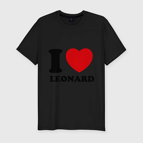 Мужская slim-футболка I Love Leonard / Черный – фото 1
