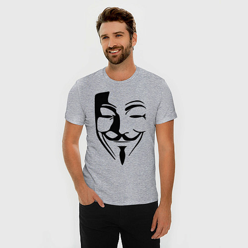 Мужская slim-футболка Vendetta Mask / Меланж – фото 3