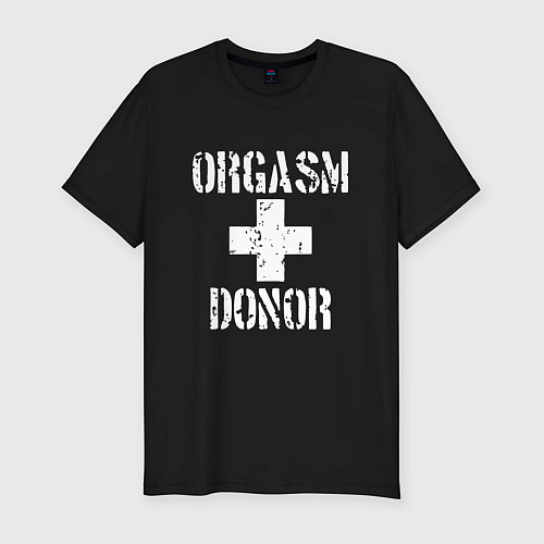 Мужская slim-футболка Orgasm + donor / Черный – фото 1