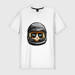 Мужская slim-футболка Кот космонавт