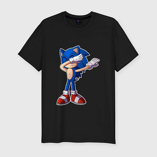 Мужская slim-футболка Sonic dab / Черный – фото 1