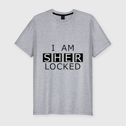 Мужская slim-футболка I am Sherlocked / Меланж – фото 1
