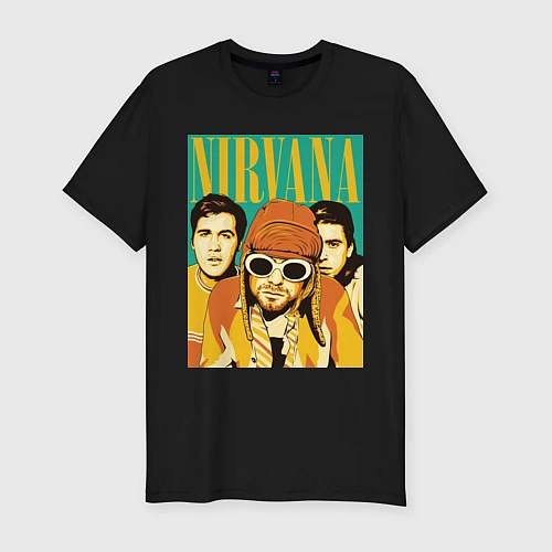 Мужская slim-футболка Nirvana / Черный – фото 1