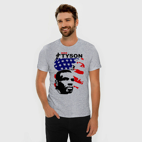 Мужская slim-футболка Mike Tyson: USA Boxing / Меланж – фото 3