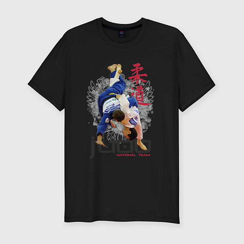 Мужская slim-футболка Дзюдо: национальная команда / Черный – фото 1