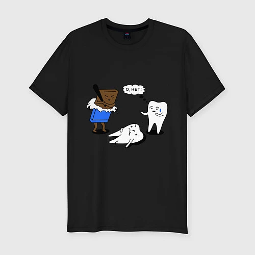Мужская slim-футболка Шоколад и зубы / Черный – фото 1