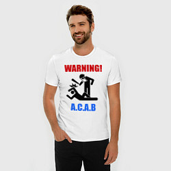 Футболка slim-fit Warning A.C.A.B, цвет: белый — фото 2