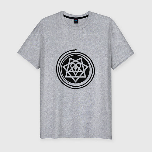 Мужская slim-футболка HIM Pentagram / Меланж – фото 1