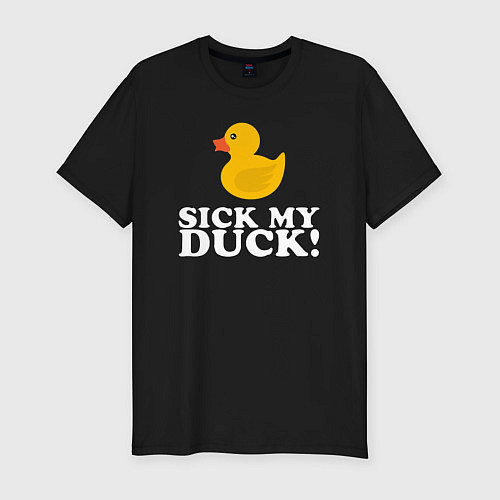 Мужская slim-футболка Sick my duck! / Черный – фото 1