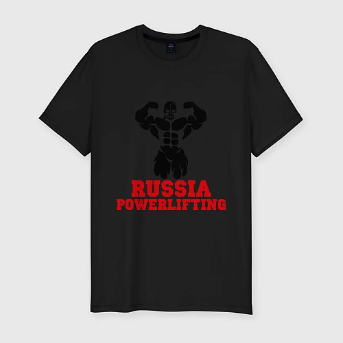 Мужская slim-футболка Russia Powerlifting / Черный – фото 1