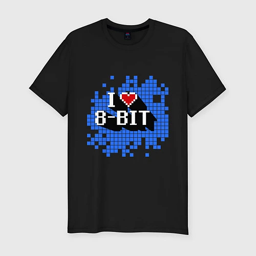 Мужская slim-футболка I love 8 bit / Черный – фото 1