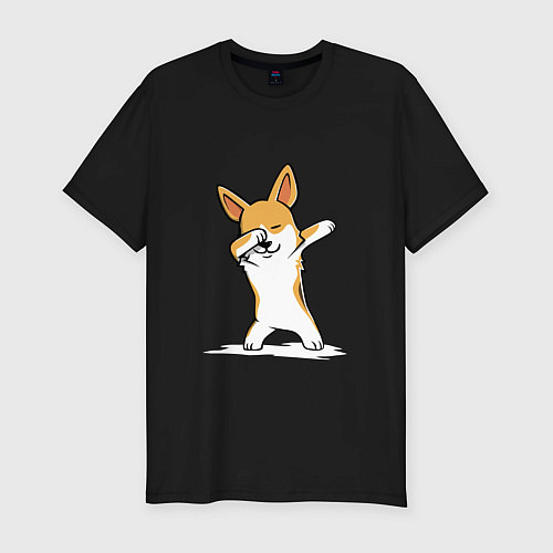 Мужская slim-футболка Даб собака / Черный – фото 1