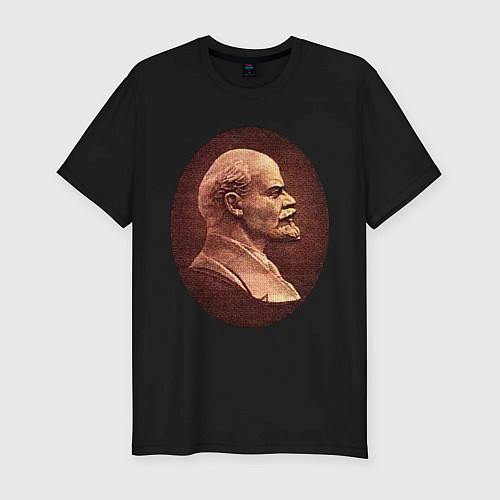 Мужская slim-футболка Ленин с купюры / Черный – фото 1