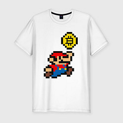 Футболка slim-fit Mario Bitcoin, цвет: белый