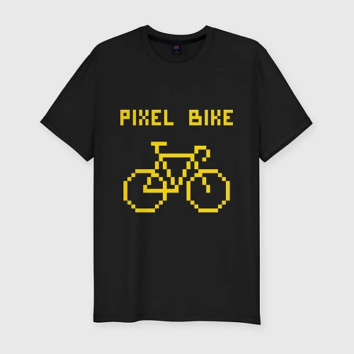 Мужская slim-футболка Pixel Bike one color / Черный – фото 1