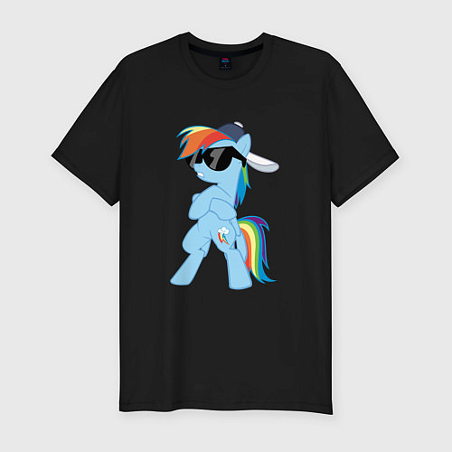 Мужская slim-футболка Крутая пони / Черный – фото 1