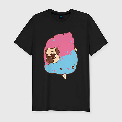 Мужская slim-футболка Мопс-мороженое / Черный – фото 1
