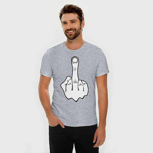 Мужская slim-футболка Fuck / Меланж – фото 3