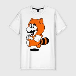 Мужская slim-футболка Mario In Tanooki Suit