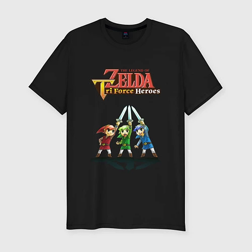 Мужская slim-футболка Zelda: Tri Force Heroes / Черный – фото 1
