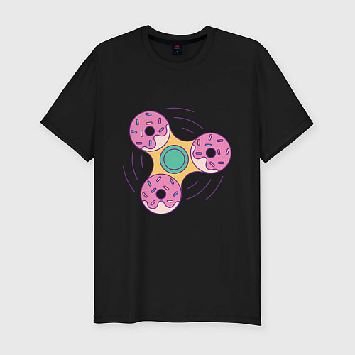 Мужская slim-футболка Пончиковый спиннер / Черный – фото 1