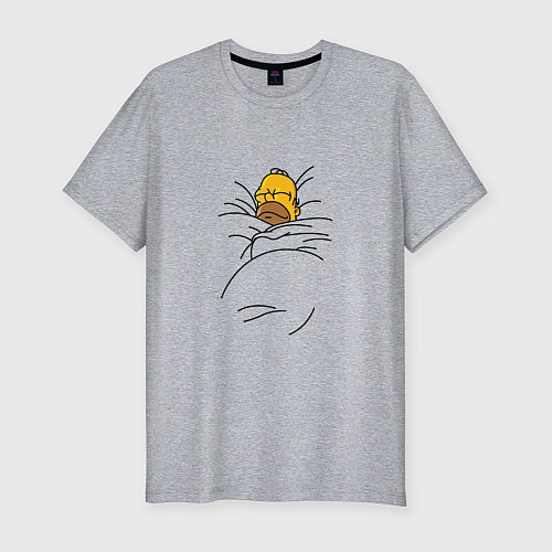 Мужская slim-футболка Спящий Гомер / Меланж – фото 1
