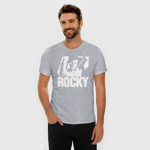 Мужская slim-футболка Rocky Balboa / Меланж – фото 3