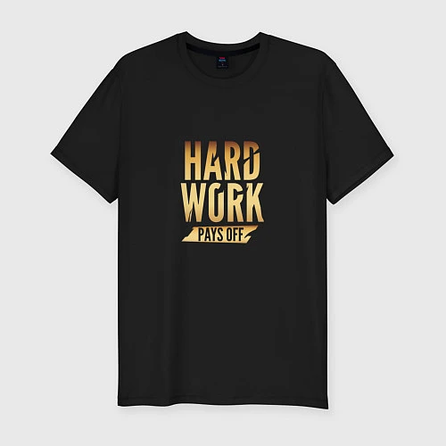 Мужская slim-футболка Hard Work: Gold / Черный – фото 1