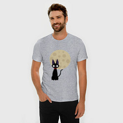 Футболка slim-fit Лунный кот, цвет: меланж — фото 2