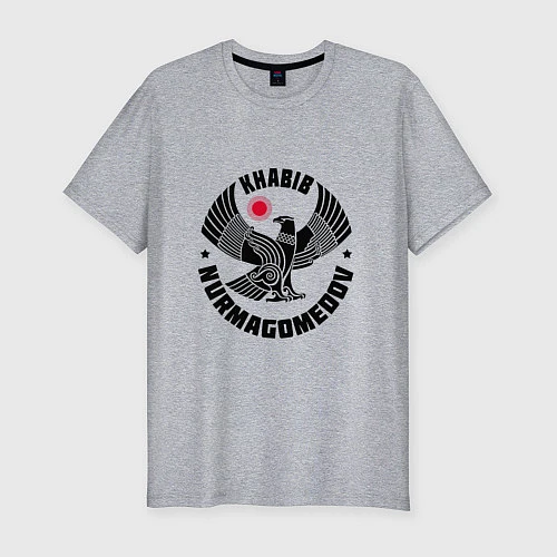 Мужская slim-футболка Khabib: Dagestan Eagle / Меланж – фото 1