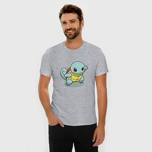 Мужская slim-футболка Pokemon Squirtle / Меланж – фото 3