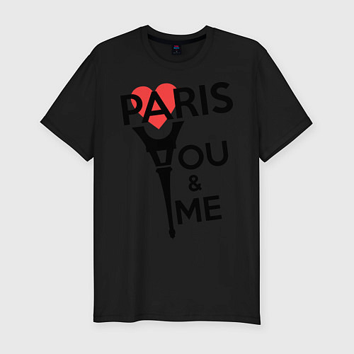 Мужская slim-футболка Paris: You & me / Черный – фото 1