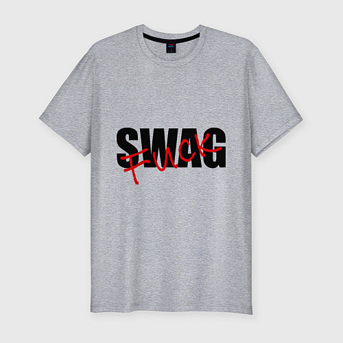Мужская slim-футболка SWAG Fuck / Меланж – фото 1