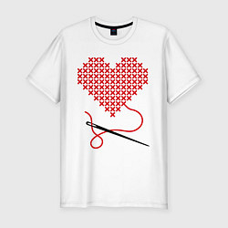 Мужская slim-футболка Сердце-вышиванка