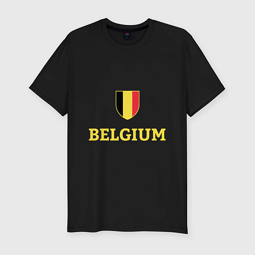 Мужская slim-футболка Belgium / Черный – фото 1