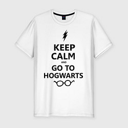 Мужская slim-футболка Keep Calm & Go To Hogwarts