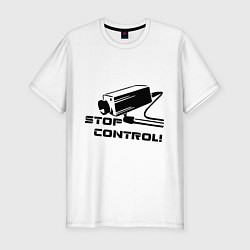 Мужская slim-футболка Stop control (нет контролю)