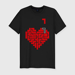 Мужская slim-футболка Тетрис сердца