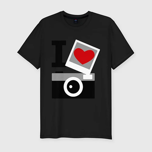 Мужская slim-футболка Я люблю фото / Черный – фото 1