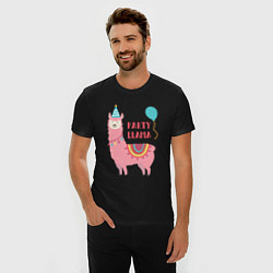 Футболка slim-fit Party Llama, цвет: черный — фото 2