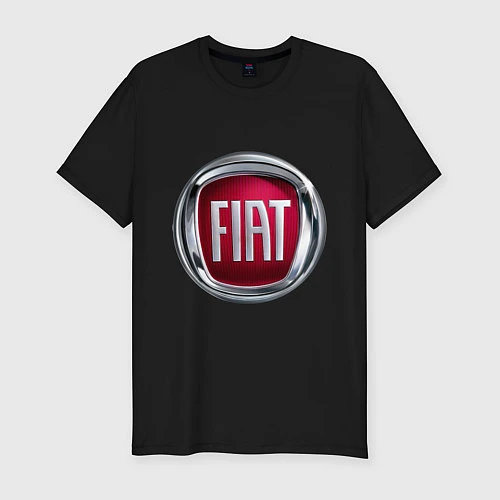 Мужская slim-футболка FIAT logo / Черный – фото 1
