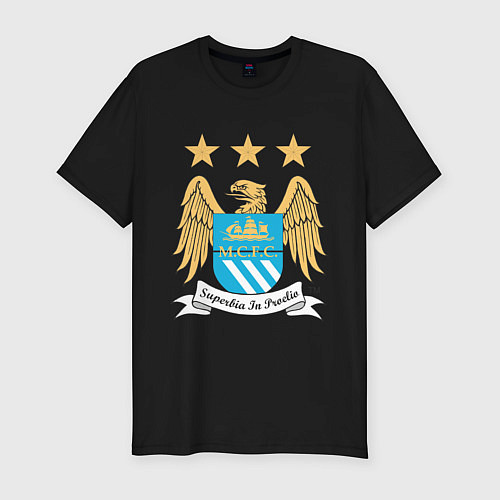 Мужская slim-футболка Manchester City FC / Черный – фото 1