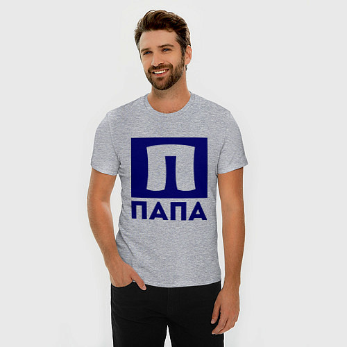 Мужская slim-футболка Папа- П / Меланж – фото 3