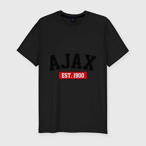 Мужская slim-футболка FC Ajax Est. 1900 / Черный – фото 1