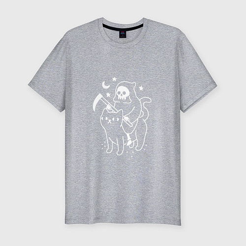 Мужская slim-футболка Cat Got Your Soul / Меланж – фото 1