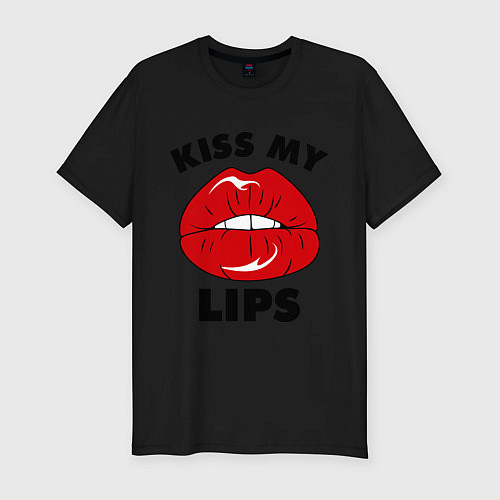 Мужская slim-футболка Kiss my Lips / Черный – фото 1