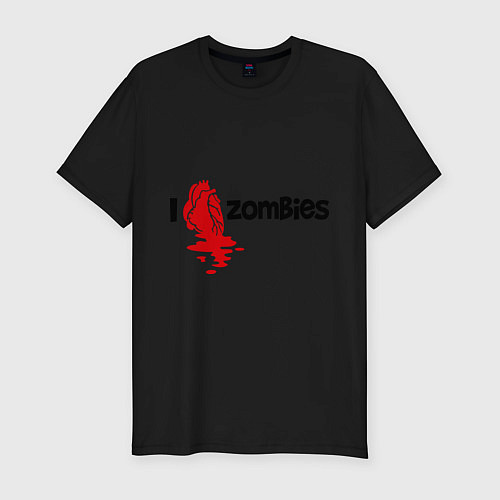 Мужская slim-футболка I love zombies / Черный – фото 1
