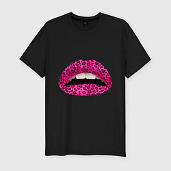 Мужская slim-футболка Pink leopard lips